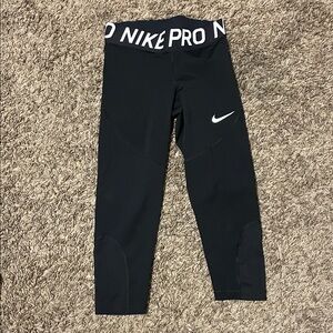 Nike Black Pro High-Rise Training Leggings with White Swoosh